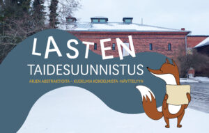 Lasten lauantain mainoskuva, jossa kettu ja taidemuseo